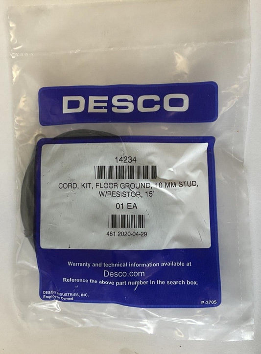 DESCO 14234 CORD KIT FLOOR GROUND 10MM W RESISTOR