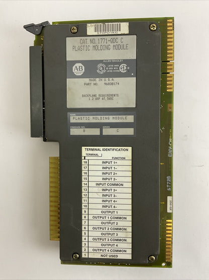ALLEN BRADLEY 1771-QDC C PLASTIC MOLDING MODULE SER C FIRMWARE REV B 1.2A @ 5VDC