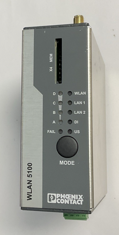 PHOENIX CONTACT WLAN 5100 WIRELESS SWITCH MODULE 32VDC HW:07 W/ 3 CONNECTORS