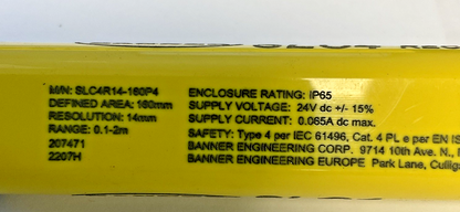BANNER SLC4E14-160P4 EMITTER 24VDC W/ SLC4R14-160P4 RECIEVER 24VDC 0.1-2M