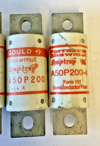FERRAZ SHAWMUT/ GOULD A50P200 FUSE TYPE4 FORM101 200A 500VAC ***LOTOF4***