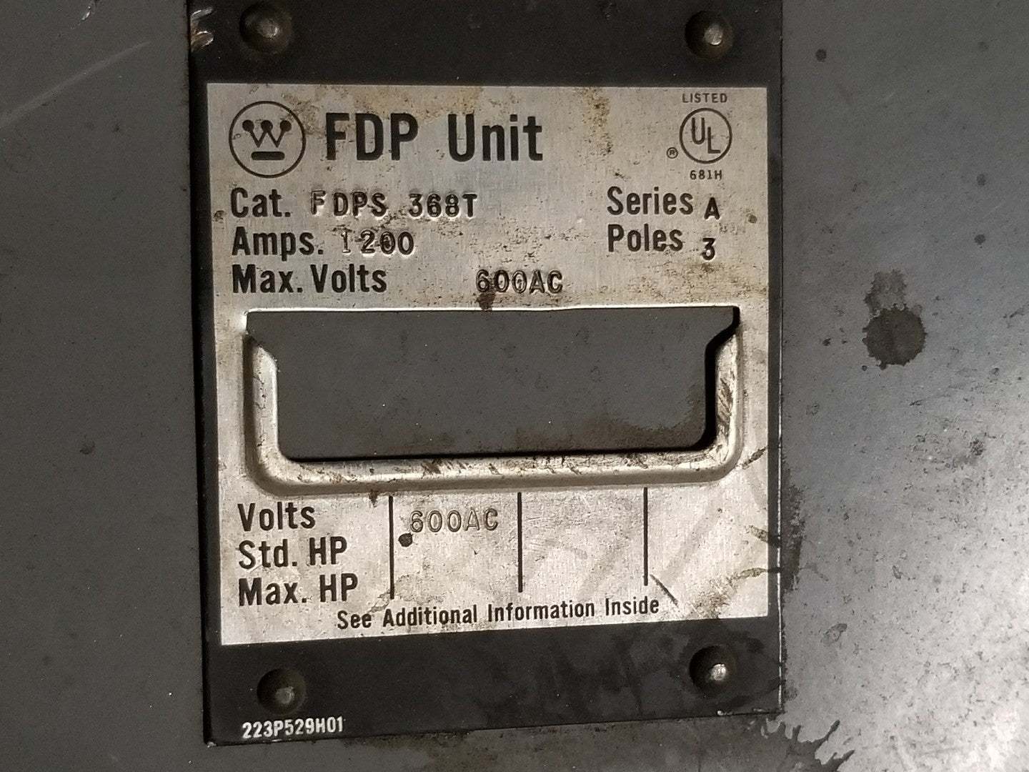 FDPS368T SAFETY SWITCH 1200AMP 600VAC 3POLE