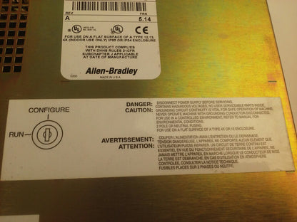 ALLEN BRADLEY 2711E-T10C6 SER. D REV. A  PANELVIEW 1000E TERMINAL FRN 5.14