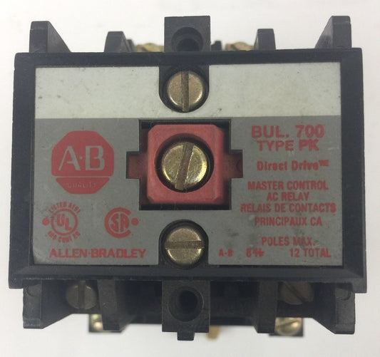 ALLEN BRADLEY 700-PK200A1 AC RELAY SER B 115-120V 60HZ 110V 50HZ COIL