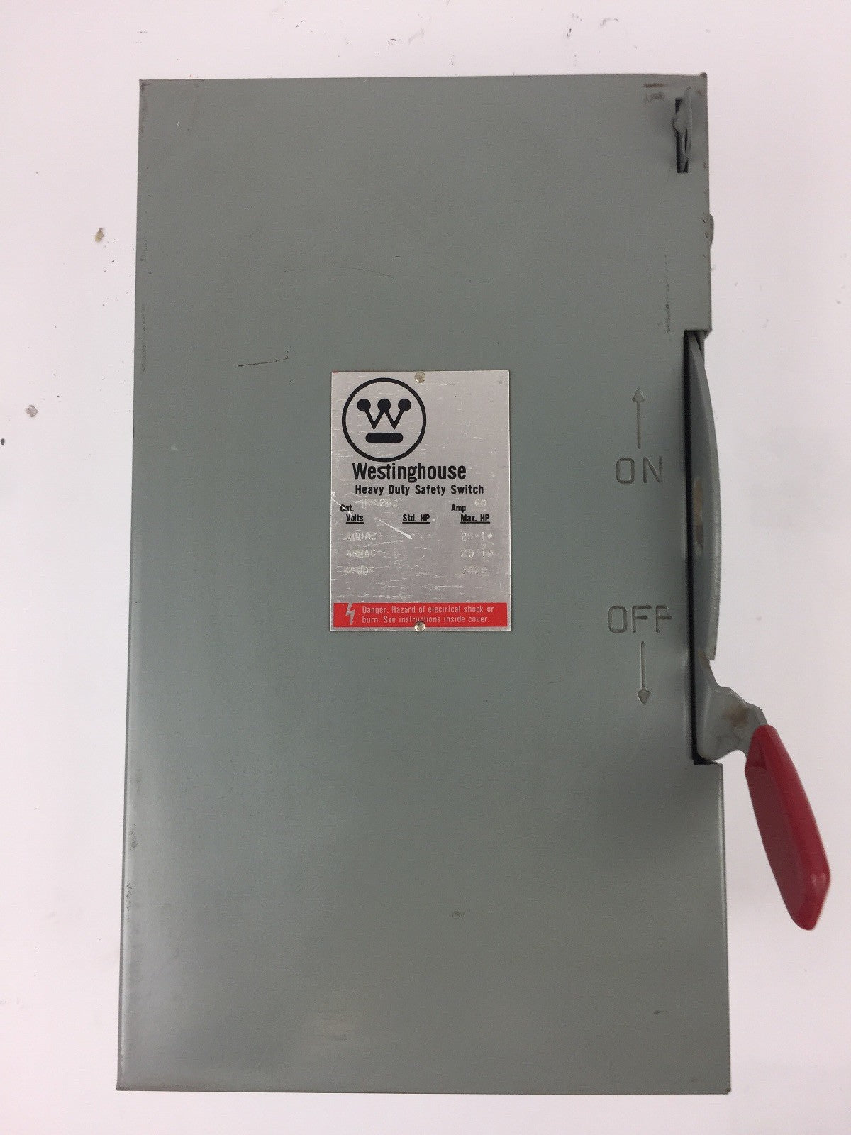 WESTINGHOUSE HUN262 HEAVY DUTY SAFETY SWITCH 600 VAC 60 AMP