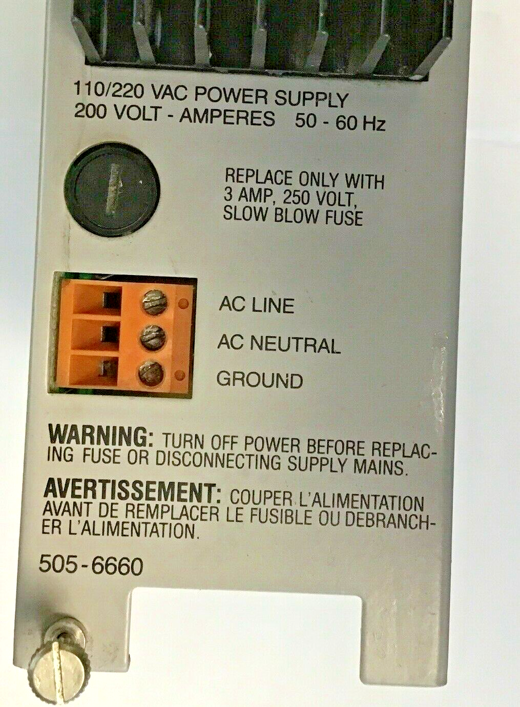 SIEMENS SIMATIC TI 505 POWER SUPPLY 505-6660 110/220 VAC 200VOLT 50-60HZ