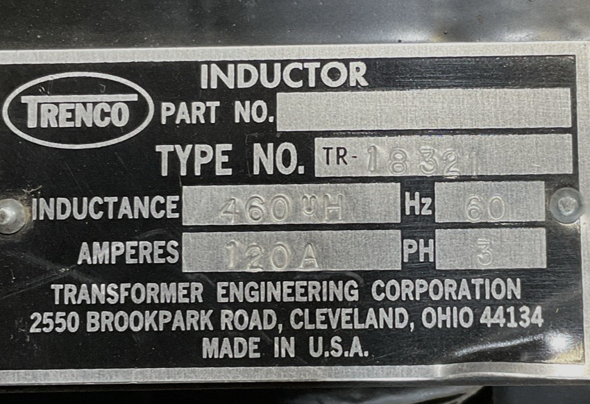 TRENCO TR-18321 INDUCTOR 120A 60HZ 460UH TEC-180A