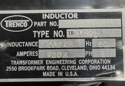 TRENCO TR-18321 INDUCTOR 120A 60HZ 460UH TEC-180A