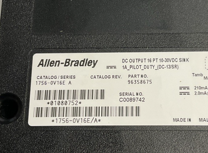 ALLEN BRADLEY 1756-OV16E DC OUTPUT 30VDC SINK SER.A