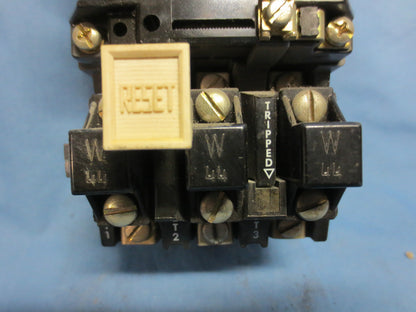 ALLEN-BRADLEY 509-AOD STARTER Ser B w/ W44 HEATERS, CB236 COIL, 595-A AUX CONT