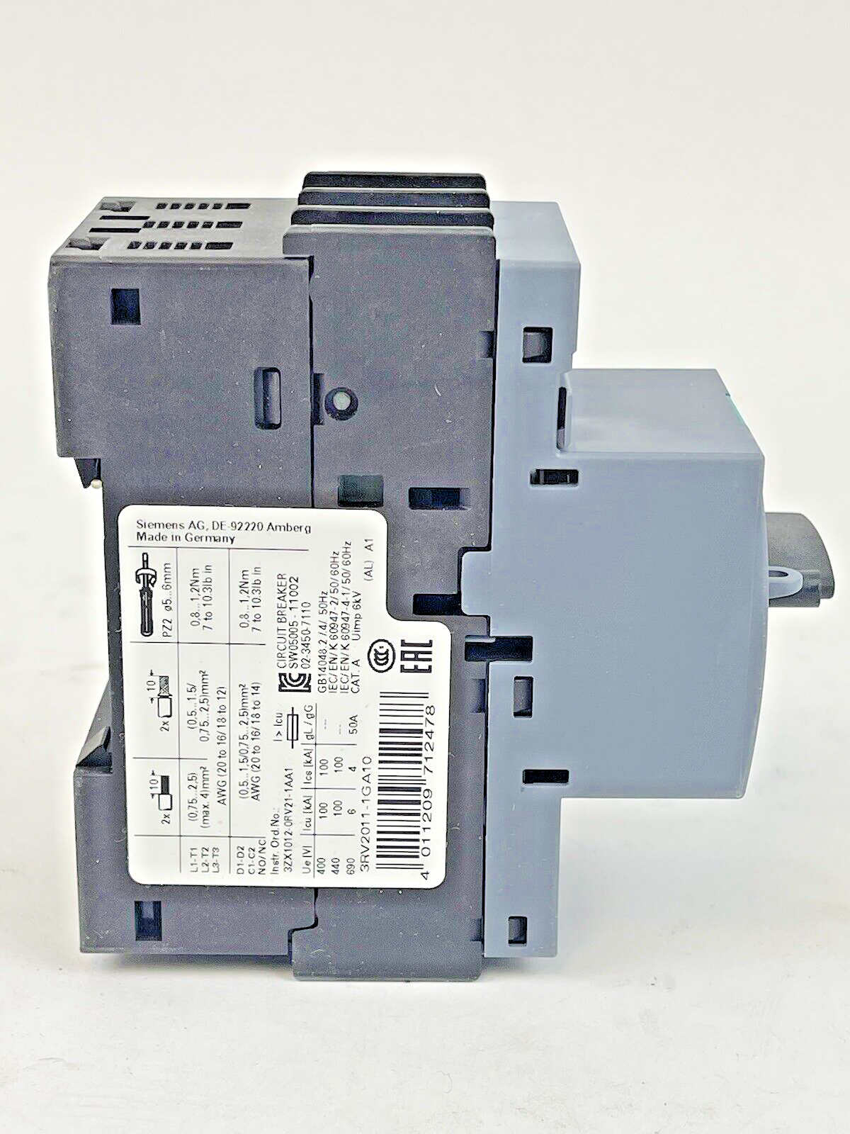 SIEMENS - 3RV2011-1GA10 - CIRCUIT BREAKER / MOTOR PROTECTOR