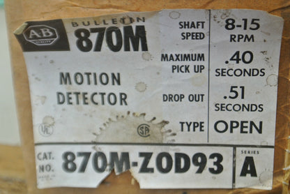 ALLEN-BRADLEY 870M-ZOD93 Ser. A / MOTION DETECTOR 8-15 RPM / NEW SURPLUS
