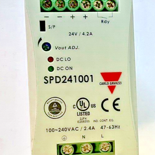 CARLO GAVAZZI SPD241001 POWER SUPPLY 47-63HZ 2.4A 240VAC 100W 24VDC