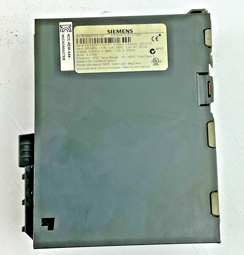 SIEMENS 6SE6440-2UD13-7AA1 FREQUENCY INVERTER MICRMASTER VER. G01/2.20
