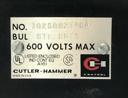CUTLER HAMMER 10250H2740 STD. DUTY FORWARD/REVERSE SWITCH 600V