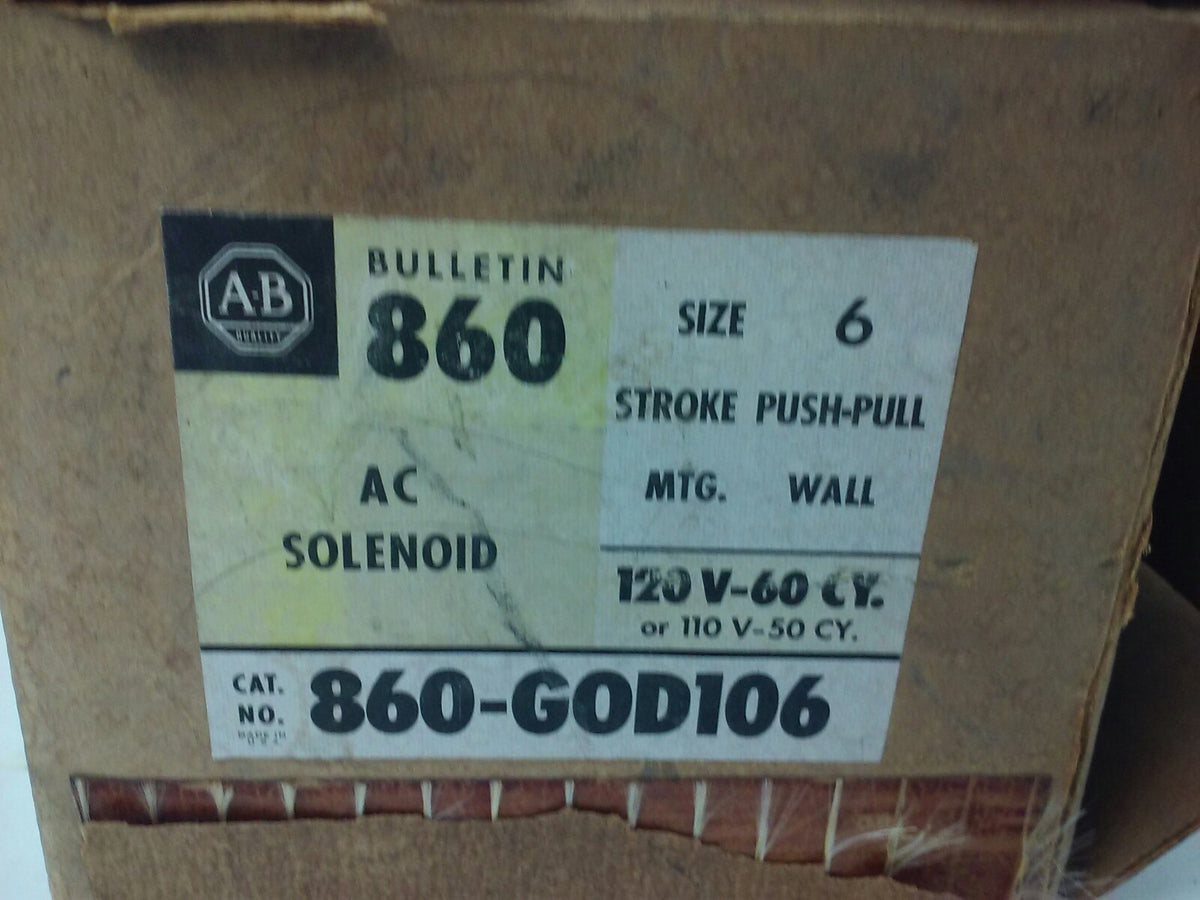 ALLEN BRADLEY, 860-GOD106, SER.A, AC SOLENOID, SIZE 6, 120V-60HZ, 600V MAX, NEW