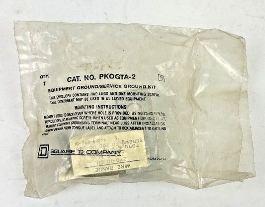 SQUARE D - PKOGTA-2 - GROUND LUG KIT - NEW OLD STOCK - SERVICE GROUND KIT