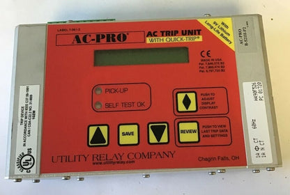 UTILITY RELAY CO. AC-PRO B-521H-P2 AC TRIP UNIT 60HZ24VAC URC