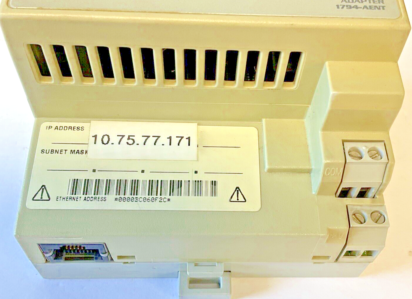 ALLEN BRADLEY 1794-AENT ETHERNET/IP 10/100 ETHER ADAPTER SER.A REV.A01 FWREV 2.8
