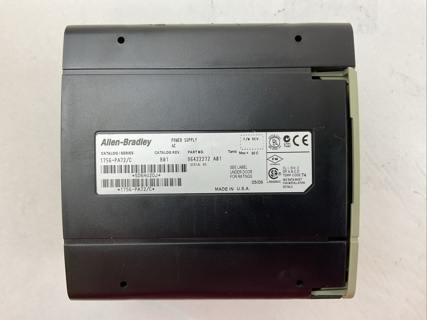 ALLEN-BRADLEY 1756-PA72 SER C CAT REV B01 POWER SUPPLY AC