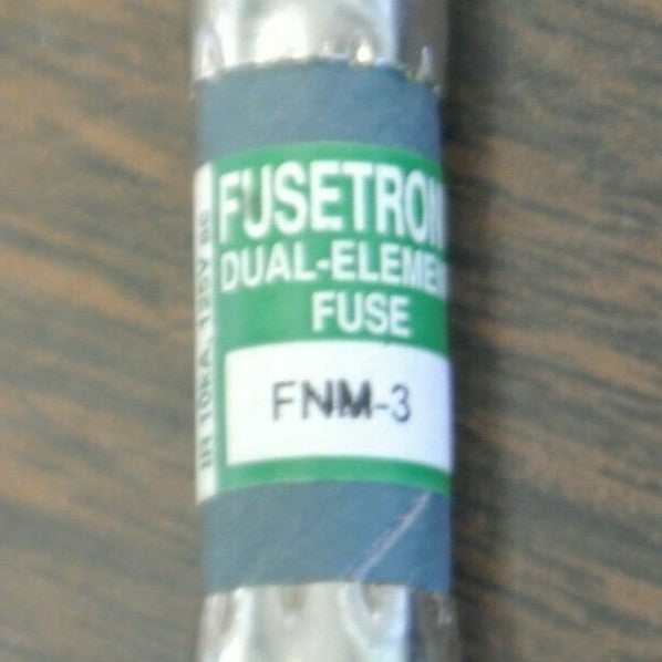 BUSS FNM3 DUAL-ELEMENT FUSE / 3A / 250V / NEW SURPLUS / FNM-3
