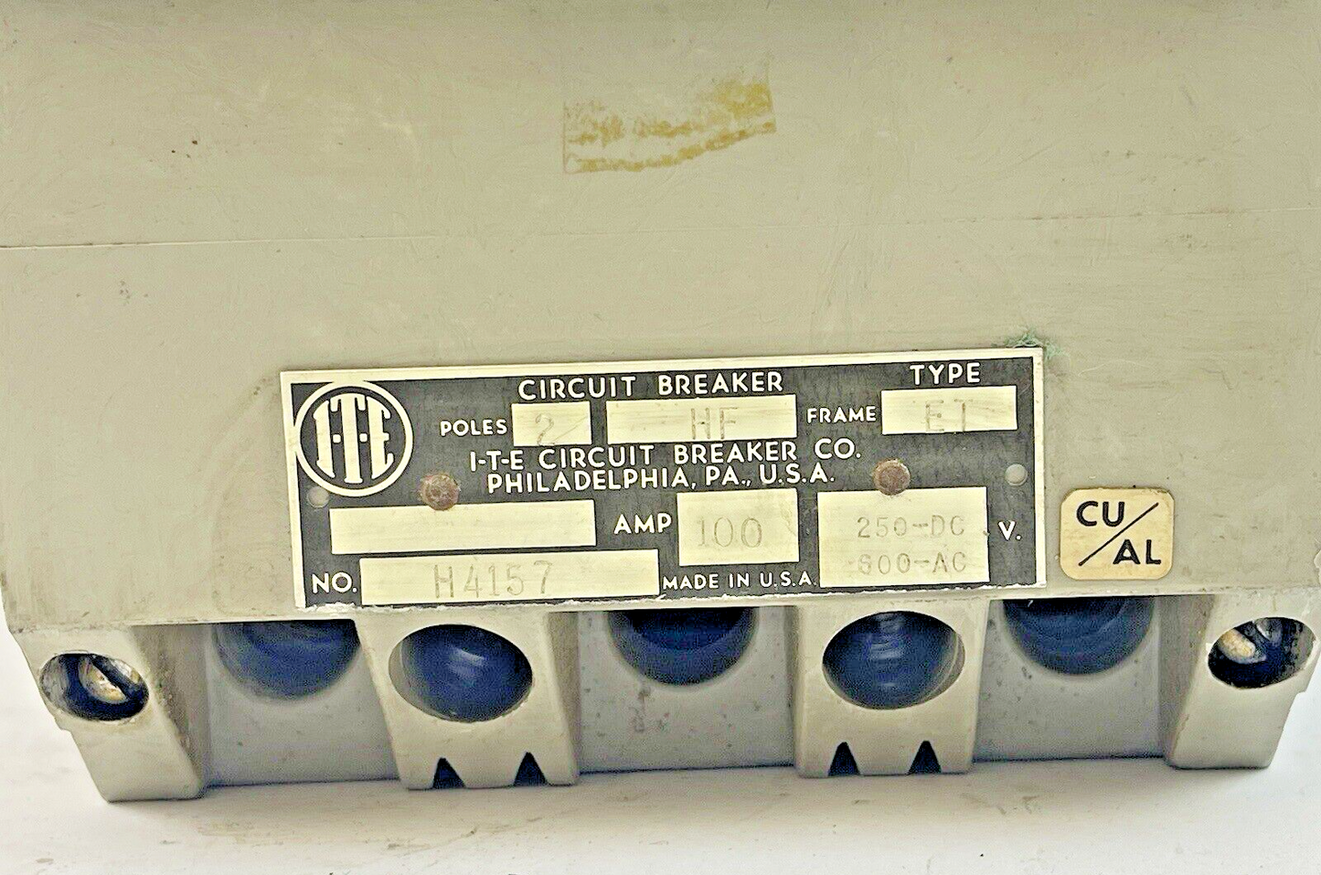 ITE / SIEMENS - H4157 - CIRCUIT BREAKER - 100 AMP, 250 DC, 600 VAC, 2 POLE