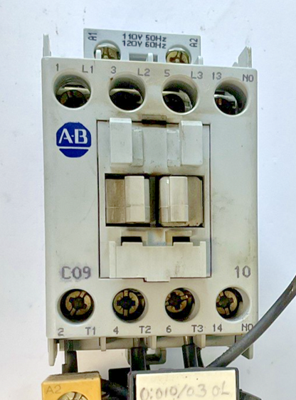 ALLEN BRADLEY 100-C09*10 CONTACTOR SER A 600VAC 9A W/ 193-BSB 22 RELAY 15-23A