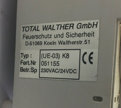 TOTAL WALTHER (UE-03)K8 MELDE-UND STEUERZENTRALE FIRE CONTROL PANEL 230VAC/24VDC