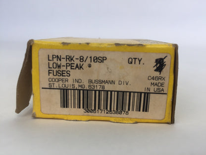 LOW-PEAK LPN-RK-8/10SP DUAL ELEMENT TIME-DELAY FUSE 8/10A 250VAC (BOX OF 5)