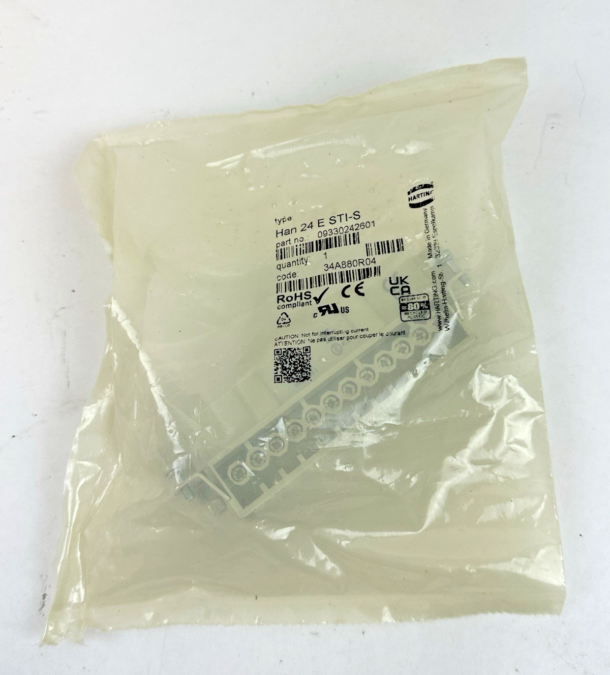 HARTING 09330242601 RECTANGULAR PLUG INSERT HAN 24ESTI-S