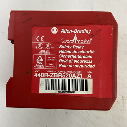 ALLEN BRADLEY 440R-ZBR520AZ1 SER A 120VAC 24VDC GUARD MASTER SAFETY RELAY