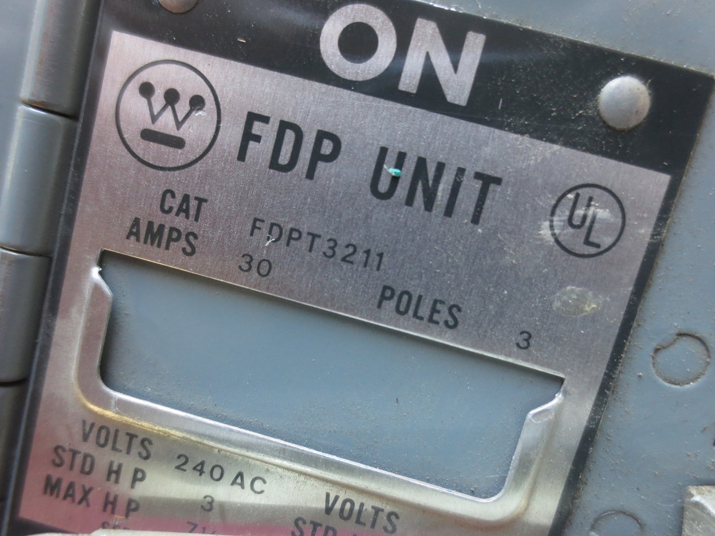 WESTINGHOUSE FDPT3211 TWIN PANELBOARD SWITCH - 30A, 240VAC, 3-POLE