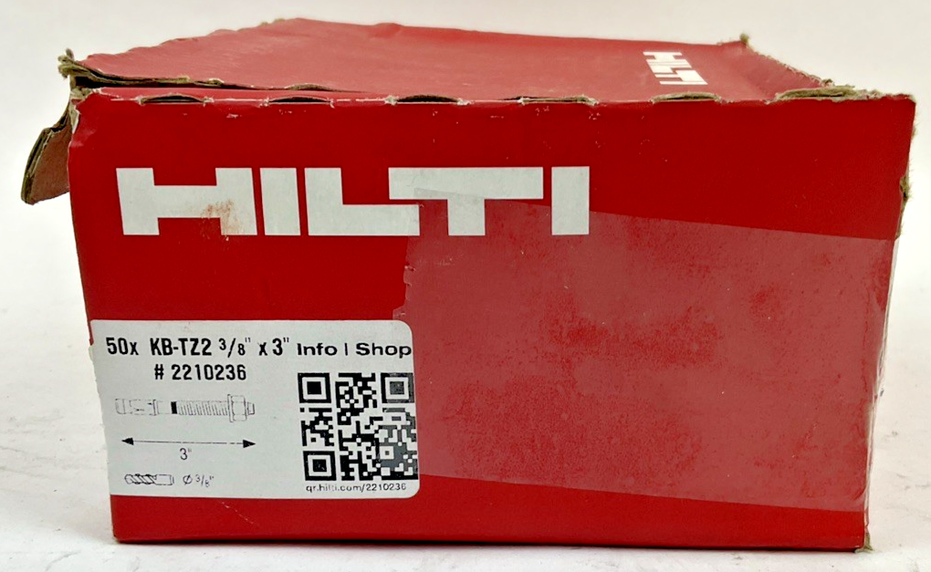 HILTI KB-TZ2 3/8” X 3” EXPANSION ANCHORS ***BOXOF50***