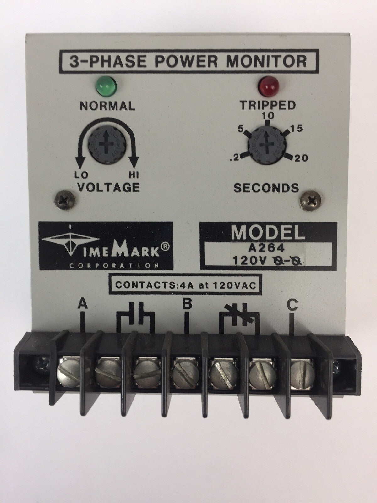 TIME MARK INDUSTRIAL CONTROL A264 3-PHASE POWER MONITOR 120VAC