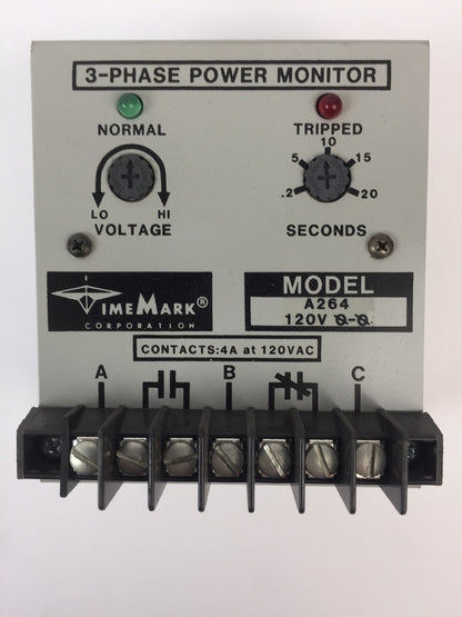 TIME MARK INDUSTRIAL CONTROL A264 3-PHASE POWER MONITOR 120VAC