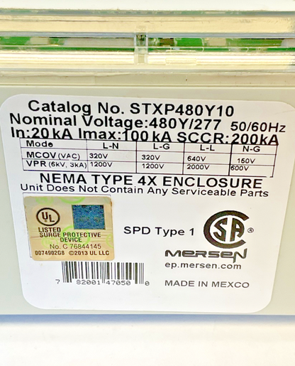 MERSEN STXP480Y10 SURGE PROTECTIVE DEVICE 50/60HZ 100KA