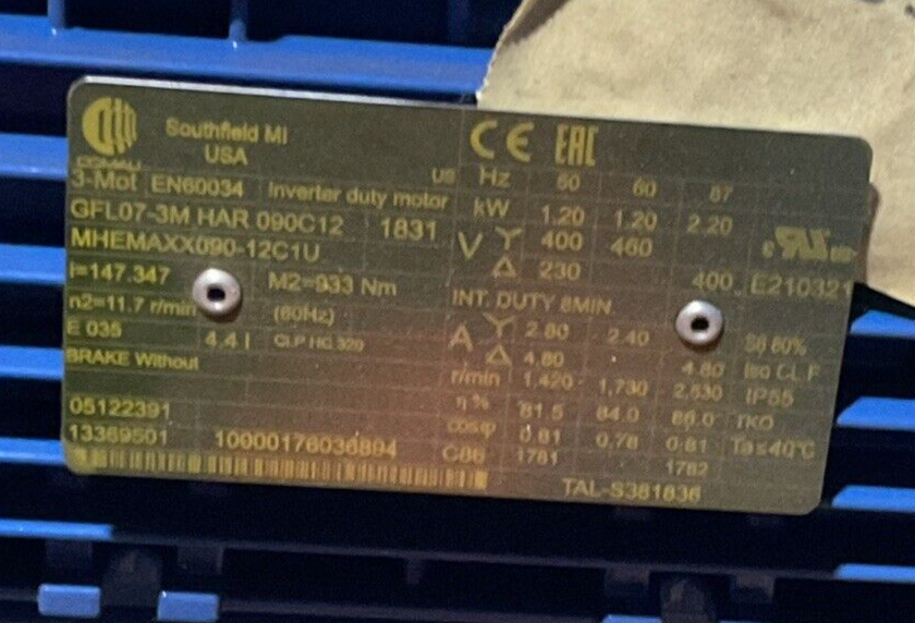 SEW-EURODRIVE GFL07-3M HAR 090C12 MOTOR