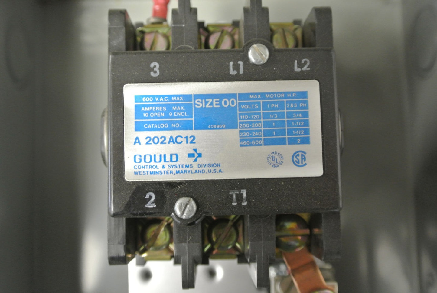 I-T-E A202AC121 / MOTOR CONTROL AC STARTER / SIZE 00 / 110120V / NEW SURPLUS