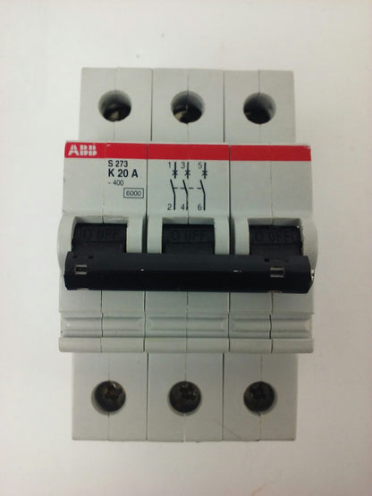 ABB, S273-K20A, CIRCUIT BREAKER, 3P, 277/480VAC, 10KA, 20A, VDE0660, NEW SURPLUS