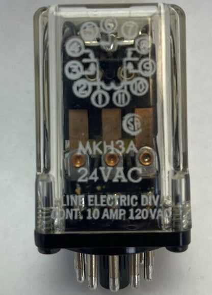 LINE ELECTRIC MKH3A RELAY 10A 120VAC COIL 24VAC