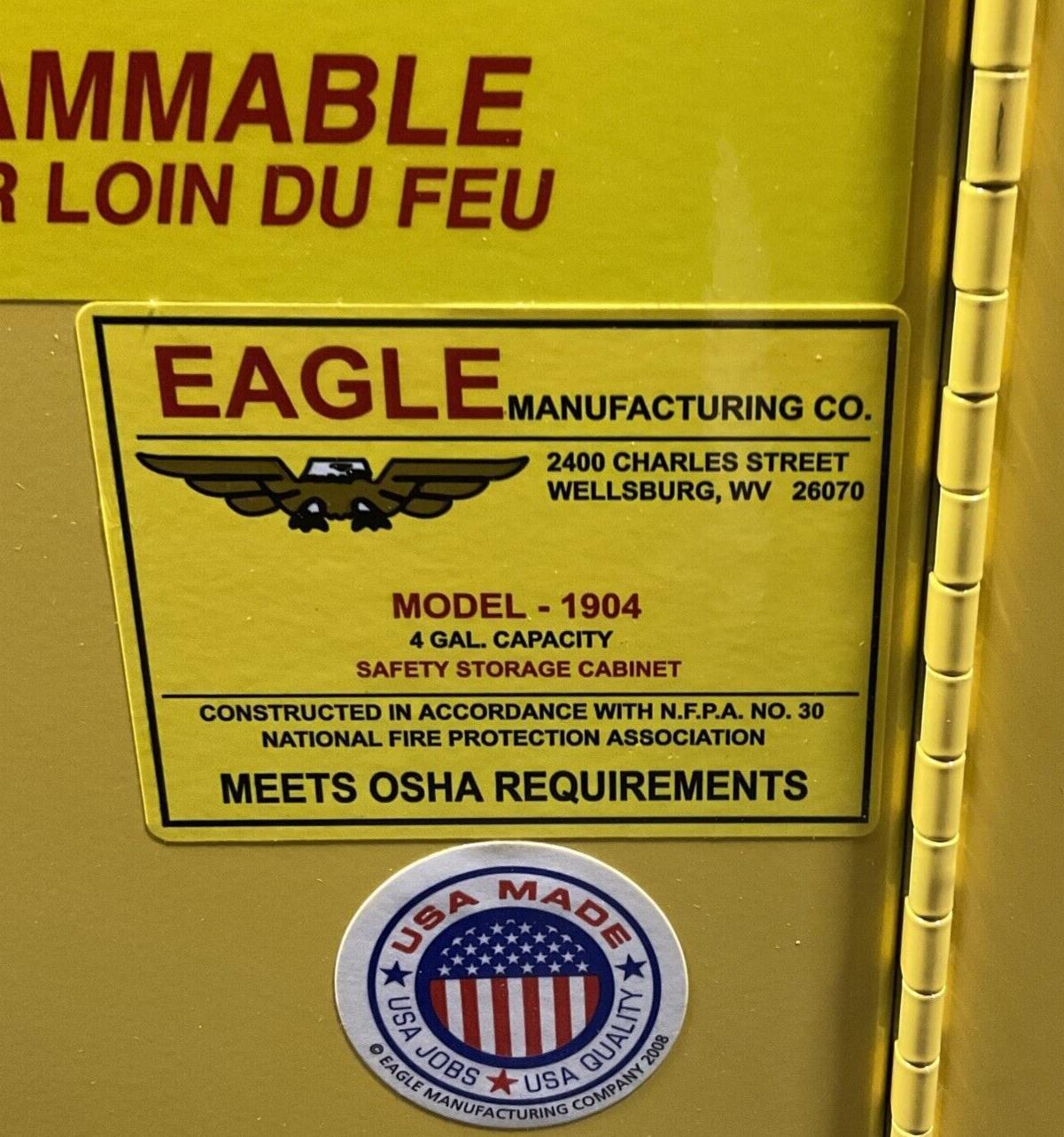 EAGLE MFG. 1904 SAFTEY STORAGE CABINET 4 GALLON