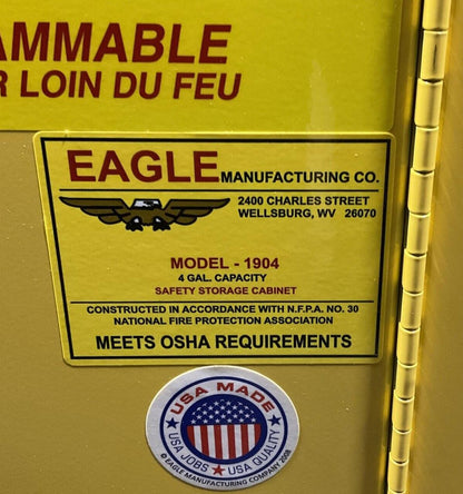 EAGLE MFG. 1904 SAFTEY STORAGE CABINET 4 GALLON