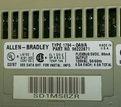 ALLEN BRADLEY 1794-OA8/A MODULE W/ 1794-TBNF/A TERMINAL BLOCK