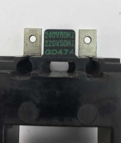 ALLEN BRADLEY GD-474 COIL, 240V-60HZ, 110V-50HZ, USED, MISSING SCREWS