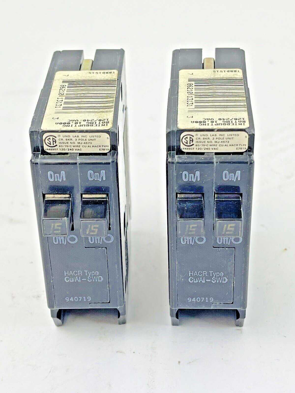 THOMAS & BETTS / T&B *LOT OF 2* - TBBD1515 - TANDEM TWIN CIRCUIT BREAKERS - NEW