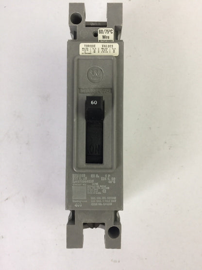 WESTINGHOUSE HFB1060 CIRCUIT BREAKER 60AMP 1POLE 277VAC 4976D04G09
