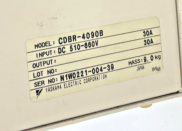 YASKAWA CDBR-4090B BRAKING UNIT 30A 510-660VDC