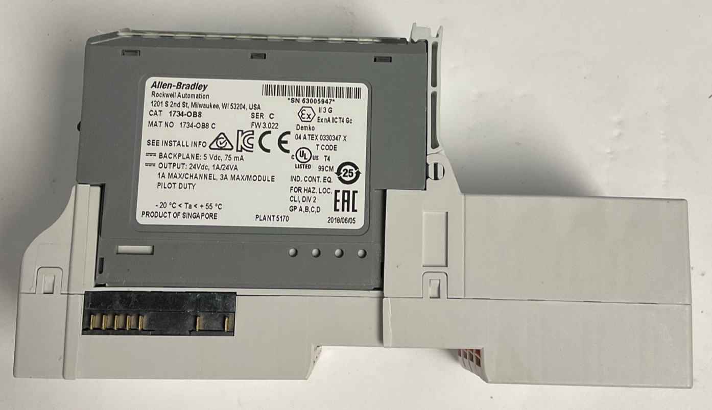 ALLEN BRADLEY 1734-OB8 OUTPUT MODULE SER.C FW3.022  W/1734-TOPS SER.A**LOTOF4**