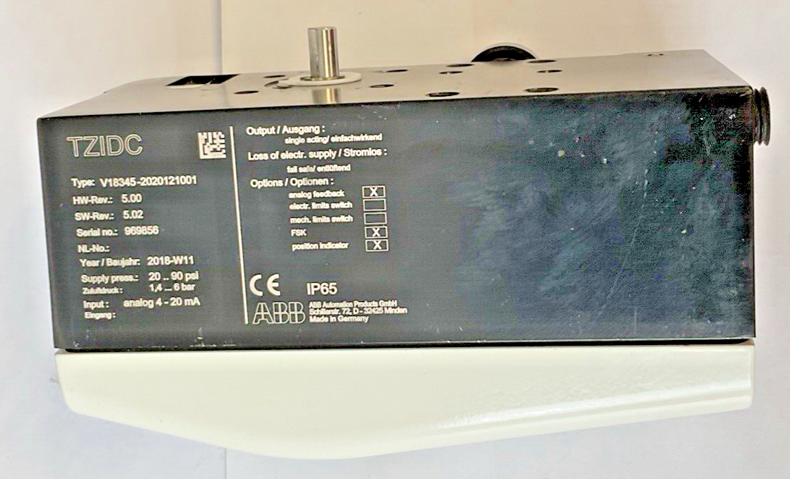 ABB V18345-2020121001 VALVE POSITIONER HW-REV:5.00 SW-REV:5.02 20..90PSI
