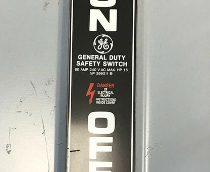 GENERAL ELECTRIC TG4322R SAFETY SWITCH 60A 240VAC 250VDC MOD.7 TYPE3R
